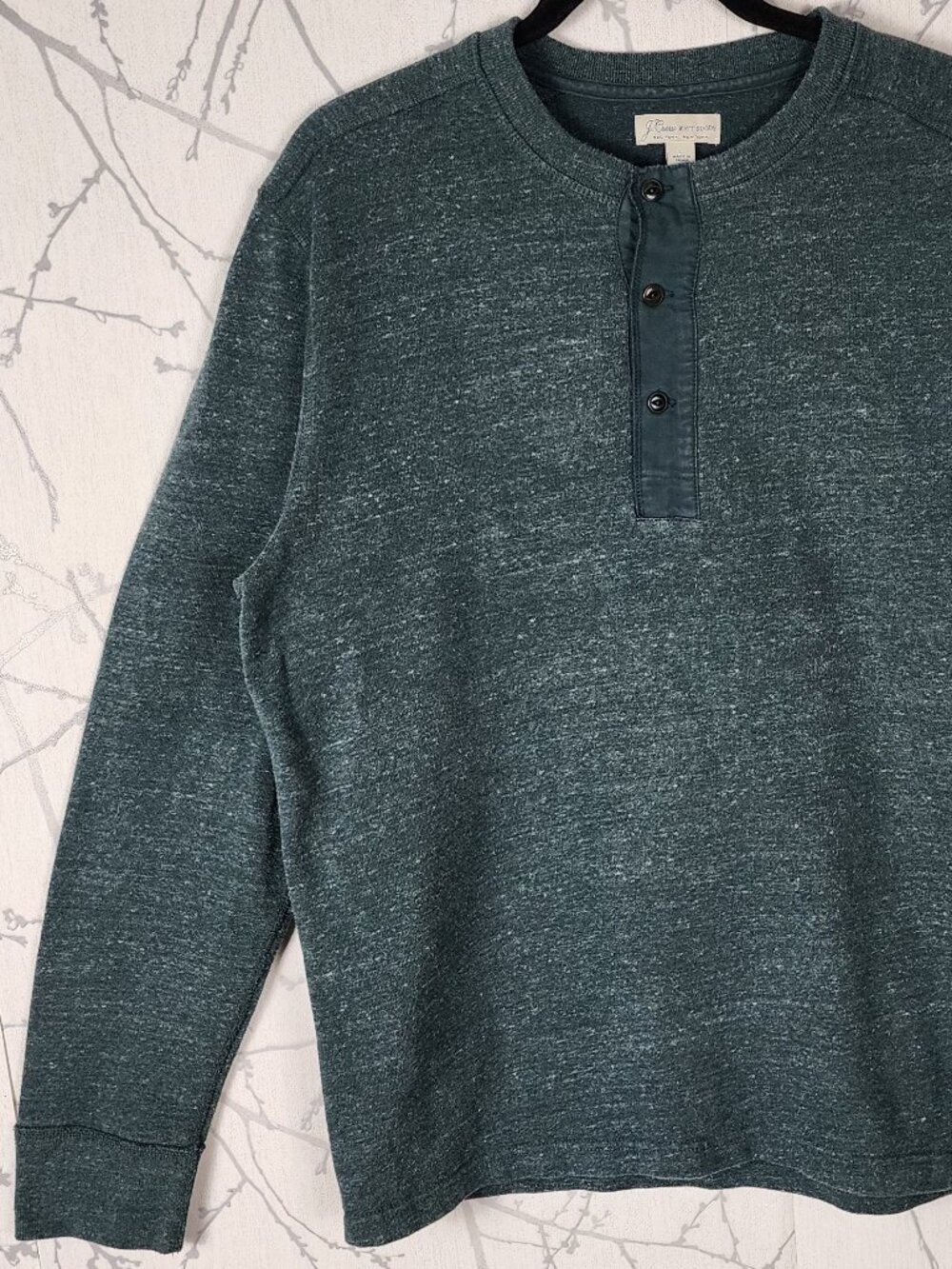 J. Crew Knit Goods Green Cotton Blend Thermal Henley
